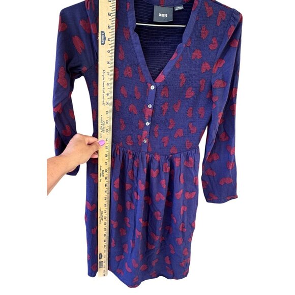 Anthropologie Maeve Women's XSmall Long Sleeve Smocked Heart Mini Dress - Picture 7 of 11